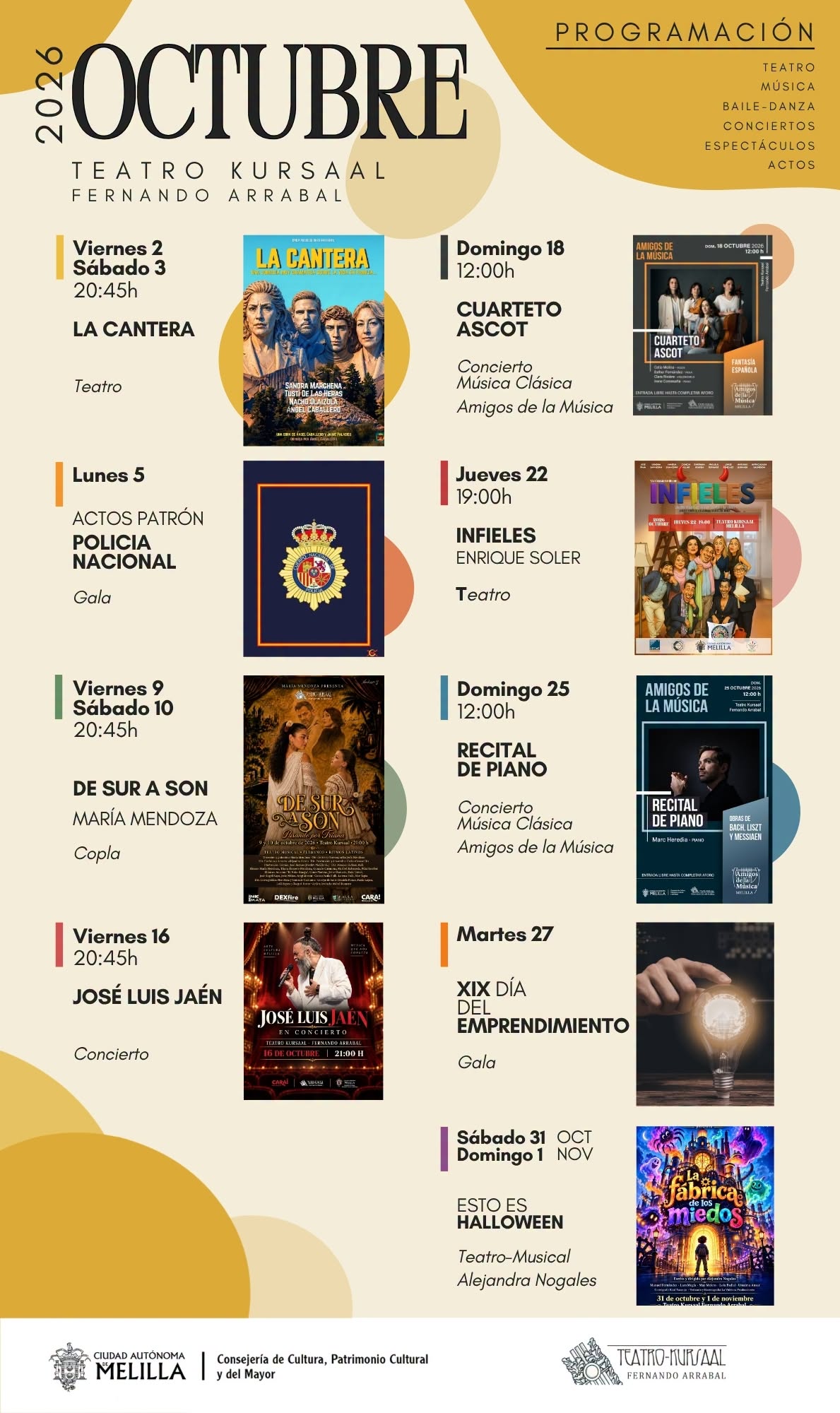 CARTEL Teatro Kursaal - Programaci�n Octubre 2026
